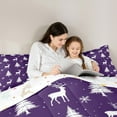 thumbnail image 4 of jejeloiu Merry Christmas Bedding Comforter Set 7 Pieces,Xmas Tree Deer Full Bedding Set,Purple White Snowflake Fitted Sheet Flat Sheet For Girl,Red White Home Decor Reversible, 4 of 8