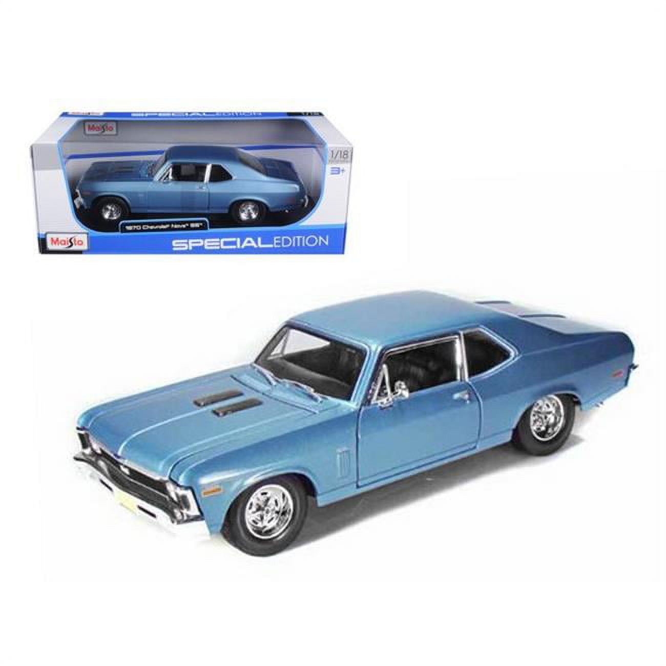 Maisto 31132bl 1970 Chevrolet Nova SS Coupe Blue 1-18 Diecast