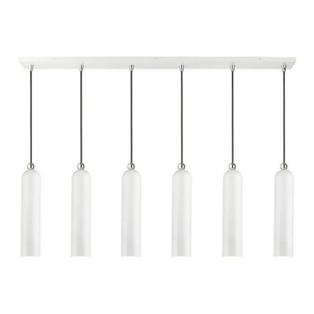 

6 Light Linear Pendant in Mid Century Modern Style 4.5 inches Wide By 16.5 inches High-Shiny White Finish Bailey Street Home 218-Bel-4362785