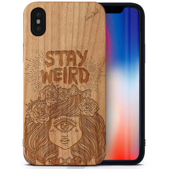 Case Yard Wooden Case Outside Soft TPU Silicone, Slim Fit Shockproof Wood Protective Phone Cover for Girls Boys Men and Women, Supports Wireless Charging Monster Girl Design case for iPhone-XS-Max