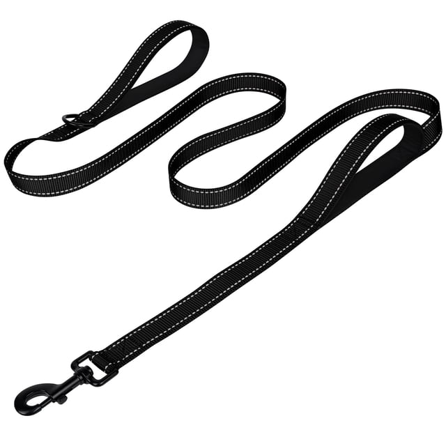 Joytale Dog Leash Heavy Duty for Large Dogs That Pull, Double Handle for Traffic Control, Double-Sided Reflective Leashes for Large Medium Dogs Night Safety, 5FT, Black
