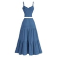 thumbnail image 4 of UDAUDU Womens 2 Piece Dress Set Spaghetti Strap Crop Top & Tiered Maxi Skirt Casual Summer Outfit Royal Blue L, 4 of 7