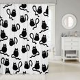 thumbnail image 2 of Manfei Cartoon Cat Shower Curtain 72Wx84L, Kawaii Art Kitten Bathroom Shower Curtain, Black White, 2 of 5