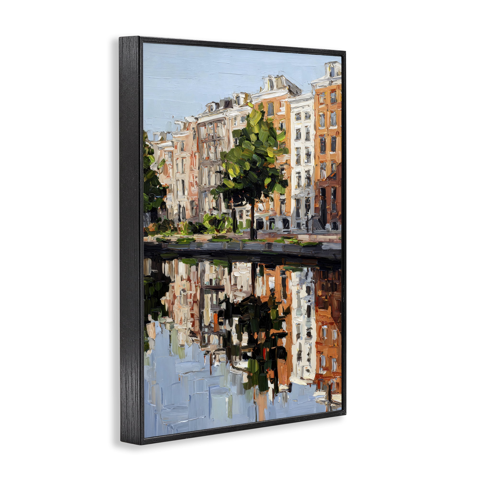 Stupell Industries Waterside Apartments on Canal Black Framed Giclee Art, design by Petal Prints Design