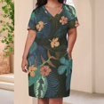 thumbnail image 3 of Tropical Floral Dark Seamless Pattern Women's Summer Short Sleeve Casual Dresses Party Dress, 3 of 5