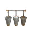 thumbnail image 5 of Creative Co-Op Antiqued Metal Wall Rack with 3 Hanging Tin Pots, 5 of 5