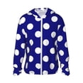 thumbnail image 1 of Balery Navy And White Polka Dot Sudadera ligera de manga larga con capucha y protección solar UPF 50+ para hombre y mujer, ideal para pesca y running-Large, 1 of 7