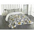 thumbnail image 3 of Ambesonne Yellow Grey Quilted Bedspread Set 3 Pcs, Zig Zag Triangles, King Size, Charcoal Grey Marigold, 3 of 5