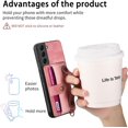thumbnail image 5 of Phone Case for Samsung Galaxy S22 Plus S22+ 5G Wallet Cover with Tempered Glass Screen Protector Slim Stand Credit Card Holder Slot Leather Cell S22+5G S22plus 22S + S 22 22+ Women Men Pink, 5 of 13