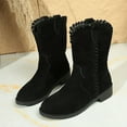 thumbnail image 5 of Viluyesy Womens Comfort Boots, Wide Calf Low Heels Round Toe Fall Winter Retro Suede Boots Black US6.5, 5 of 9