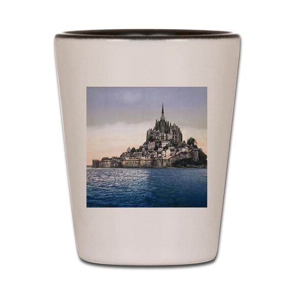 CafePress - LE MONT ST MICHEL 2 - White/Black Shot Glass, Unique and Funny Shot Glass