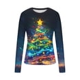 thumbnail image 5 of FDGIU 2025 Women's Funny Christmas Shirt - Long Sleeve Crew Neck Tunic Top, Cute Holiday Print for Party & Family Gathering, 5 of 6