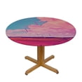 thumbnail image 3 of WYYP Round Tablecloth with Elastic Edge 100% Polyester Fiber - The Abstract Scenery is Thought-Provoking and the Extremely Beautiful Nature White, 3 of 8