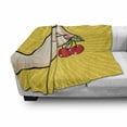 thumbnail image 3 of Fruit Soft Flannel Fleece Throw Blanket, Retro Pop Art Hand Holding a Couple of Cherries Sketch Design on Yellow Background, Cozy Plush for Indoor and Outdoor Use, 50" x 70", Multicolor, by Ambesonne, 3 of 6