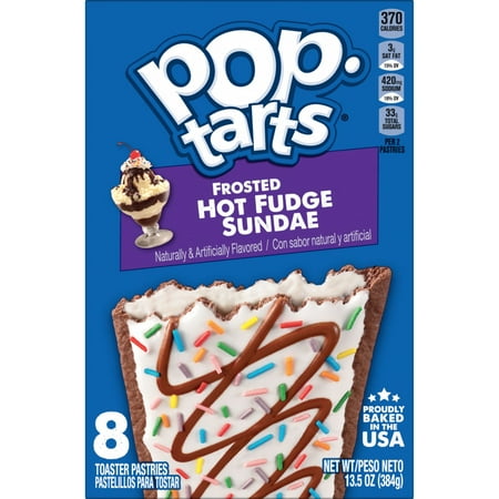 Pop-Tarts Toaster Pastries, Breakfast Foods, Frosted Hot Fudge Sundae, 8 Ct, 13.5 Oz, Box