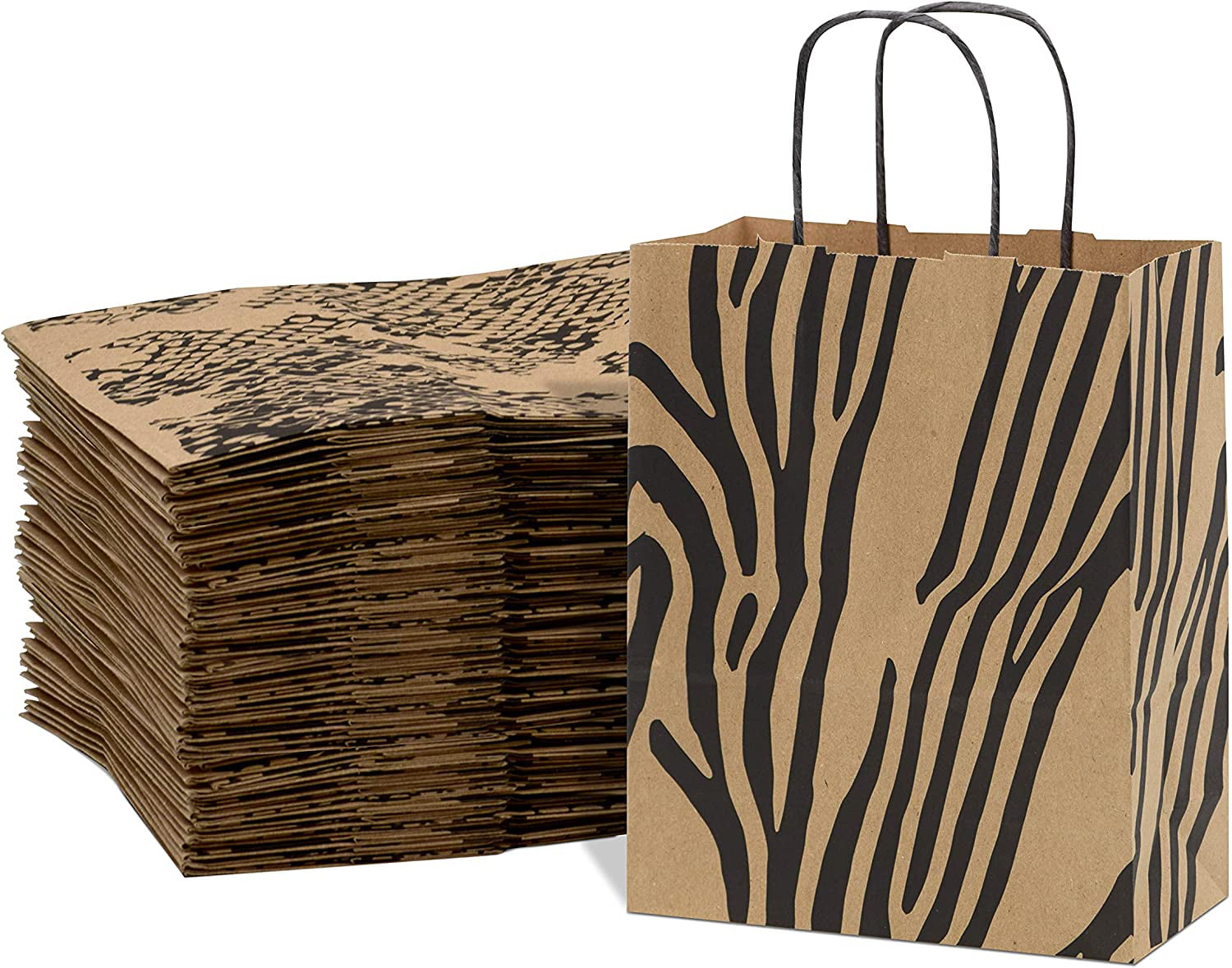 50 5x7 Zebra Bags Merchandise Flat Paper Bags Black and White Striped Party bag 