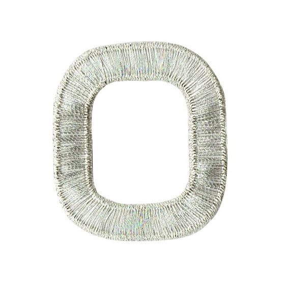 Alphabet Letter - O - Color Silver - 2" Block Style - Iron On Embroidered Applique Patch