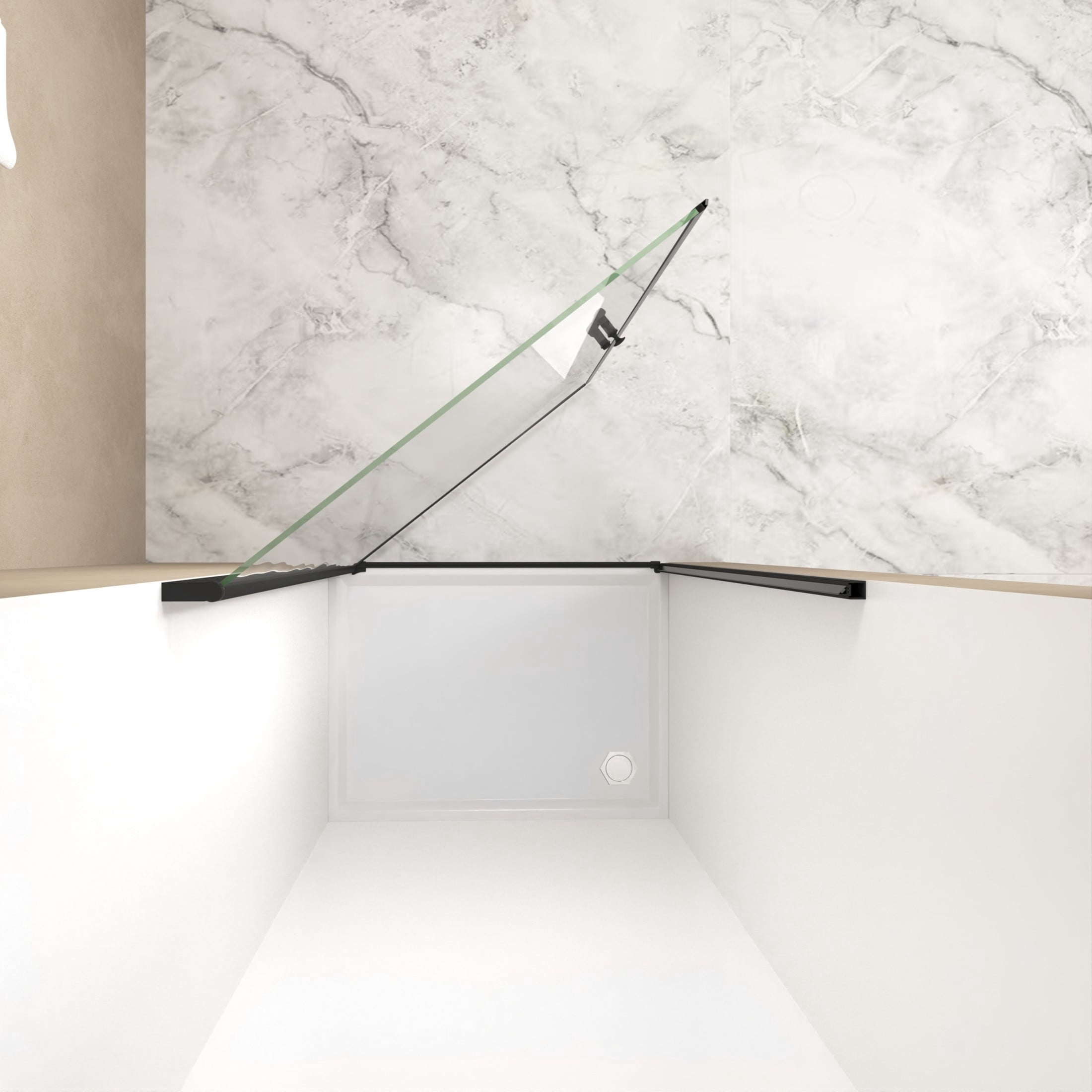 Noble House 32"x72" Pivot Shower Door, Aluminum Frame with Tempered Glass, Matte Black Finish
