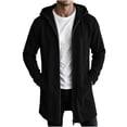 thumbnail image 5 of Men's Long Zip Up Hoodie,Casual Solid Color Winter Warm Hooded Sweatshirt,Athletic Long Jacket with Pockets, 5 of 7