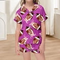 thumbnail image 2 of Yuncity Pajamas For Girls Summer Soft Comfortable Football Print Pjs Short Sleeve Cute Loungewear For Kids Nightwear Cozy Sleepwear Size 12-13 Years, 2 of 4