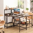 thumbnail image 2 of Costway 48” Computer Desk with Power Outlets, Storage Shelves, Headphone Hook for Gaming Rustic Brown, 2 of 11