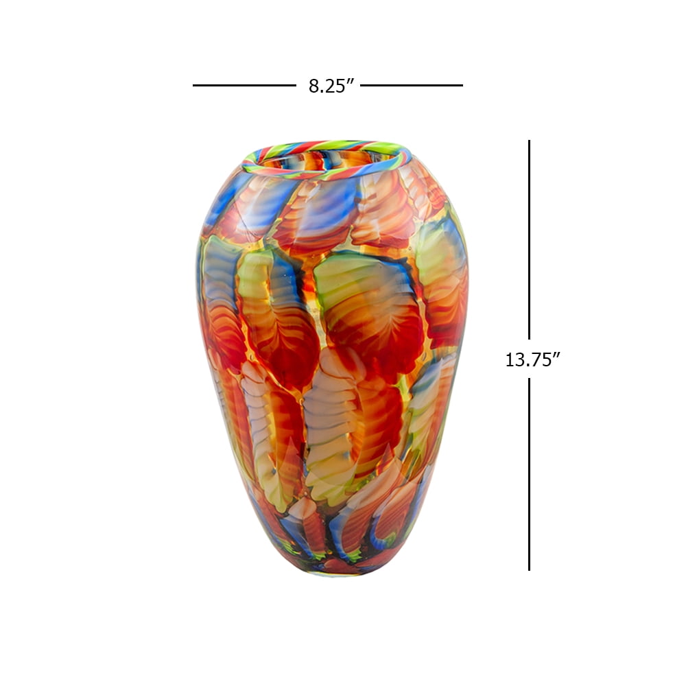 Dale Tiffany 13.75" Multi-color Glass Round Vase