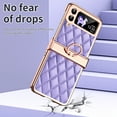 thumbnail image 6 of for Samsung Galaxy Z Flip 3 Case, Mantto Premium Elegant Patterned Leather Shockproof Cover with Ring Stand Holder Flip Folio Case with Hinge Protection for Samsung Z Flip 3, Purple, 6 of 7