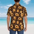 thumbnail image 4 of Rateoe Brown Plaid Sunflower Pattern Men’s Hawaiian Shirt – Short Sleeve Button-Down Tropical Beach Shirt, Lightweight & Breathable Casual Aloha Shirt with Pocket,Large, 4 of 7