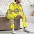 thumbnail image 5 of Mens Pajamas Set, Shells Yellow Button Down Long Sleeve Loungewear Sleepwear Pjs sets for Men, 5 of 5