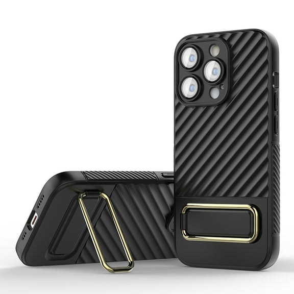 Case for iPhone 14 Pro Max, Classic Texture Rugged PC Lens Protector Shockproof Cover with Hidden Metal Bracket, Compatible with MagSafe Wireless Charging Magnetic Case for iPhone 14 Pro Max,Black