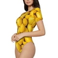thumbnail image 2 of Balery Ripe Yellow Lemon Women's Short Sleevee Crew Neck Bodysuit Tops Short Sleeve Tops Basic-Medium, 2 of 9