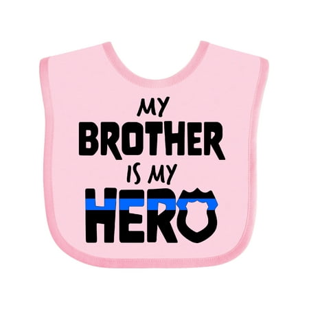 

Inktastic My Brother is My Hero Police Officer Family Gift Baby Boy or Baby Girl Bib