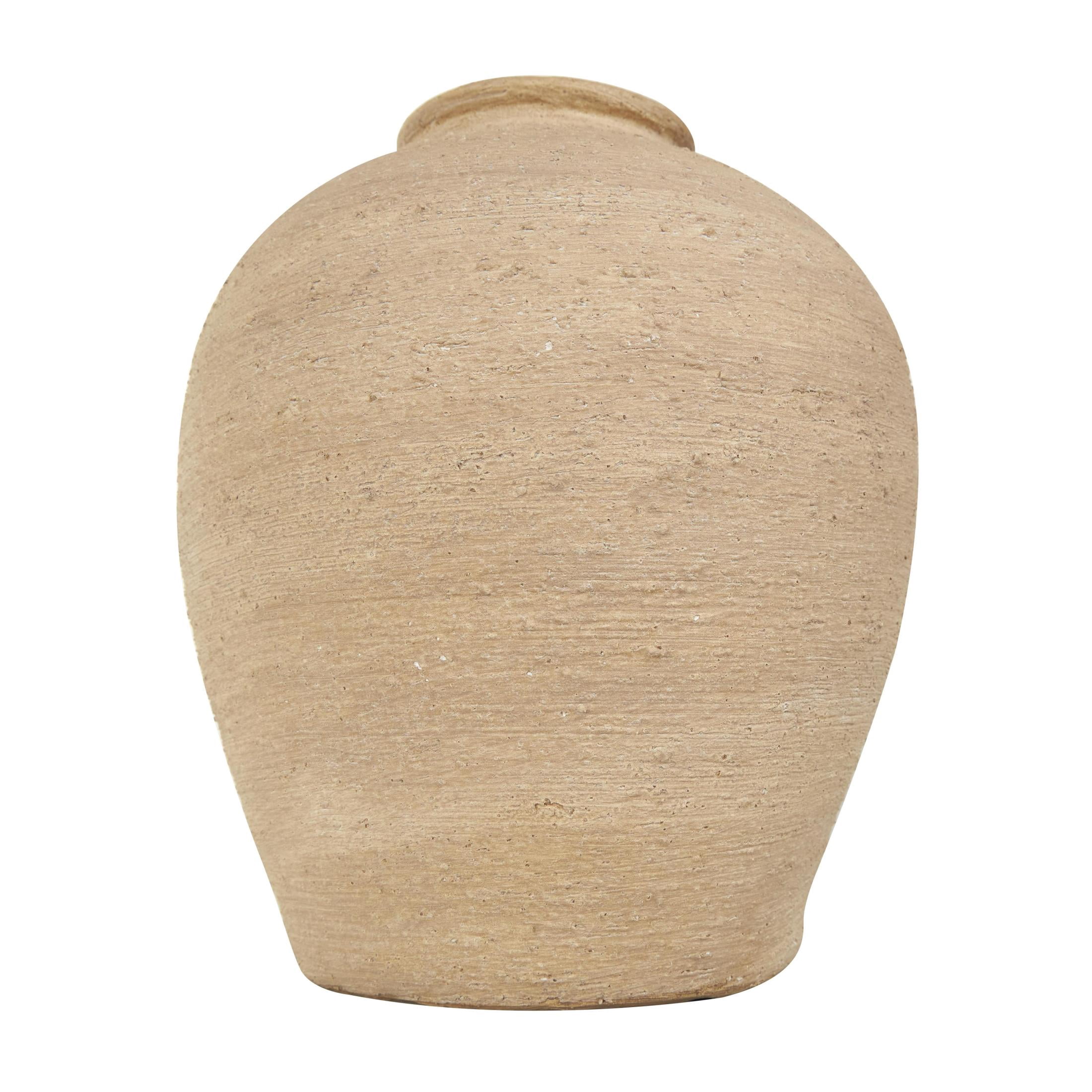 DecMode 11" Wide Textured Beige Porcelain Ceramic Vase