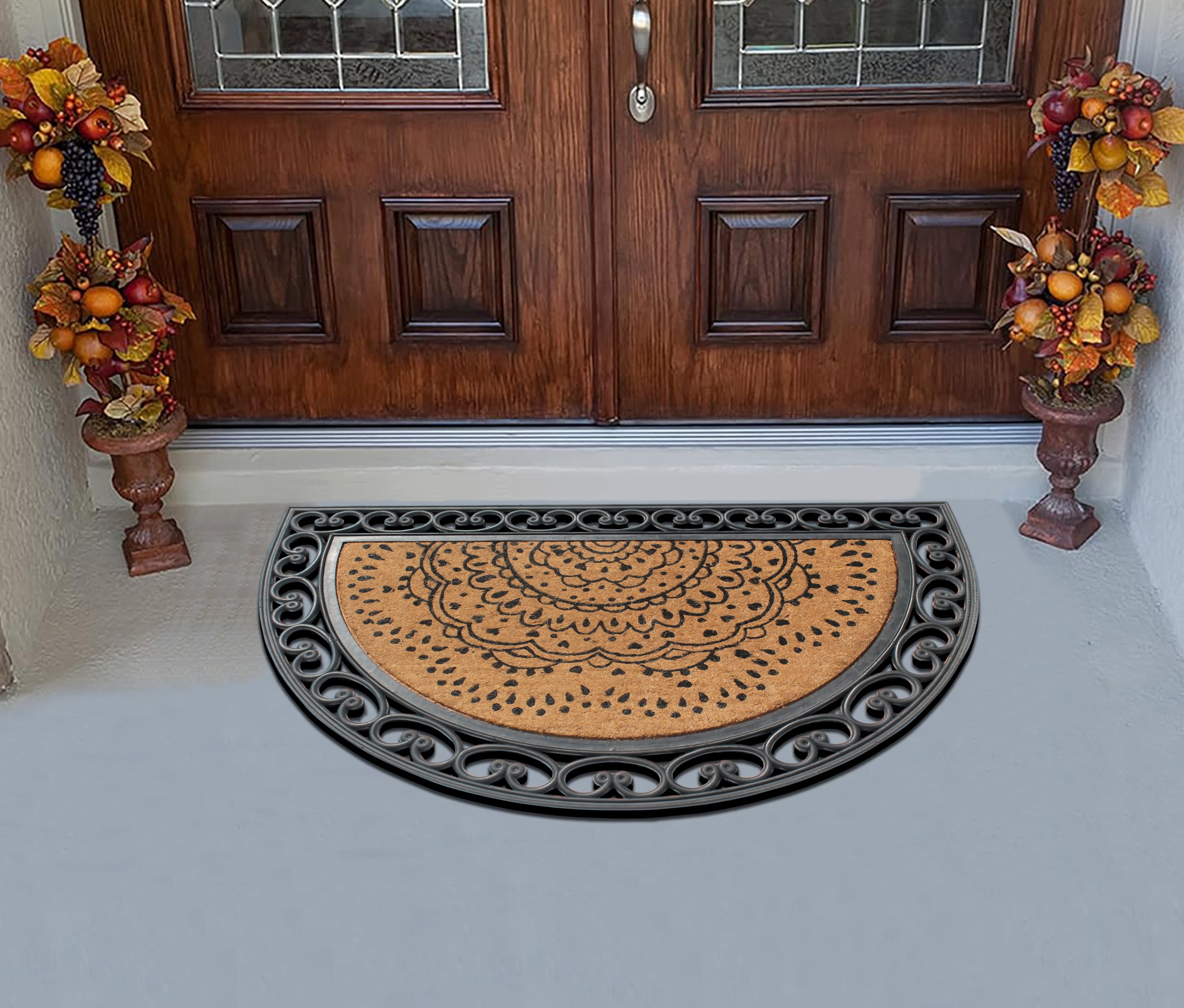 A1 Home Collections Half Round Doormat, Rubber and Coir, 30"x48" Inch, Standard Double, Single Heavy Doormat, Large Size, Rubber Backed, Outdoor Mat