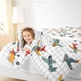 thumbnail image 4 of Manfei Orange Green Airplane Bedding Comforter Set 2pcs, Gray Plaid Twin Comforter Sets, Aircraft Transportation Theme Bedding Set, Luxury Bedroom Decor, 4 of 8