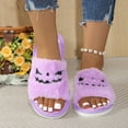 thumbnail image 2 of YLYL Spooky Halloween Slippers for Women Soft Fuzz Open Toe Slides Pumpkin Bat Designs, 2 of 9