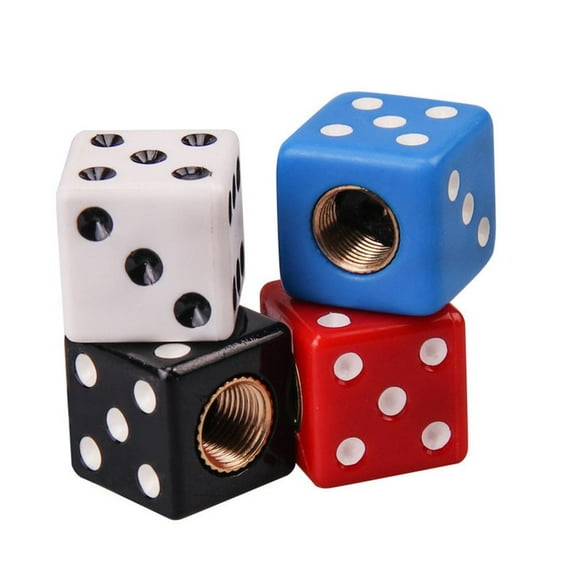 4x Dice-Shape Valve Stem Air Tire Cap Cover Universal Colored Die Car/Truck/Bike
