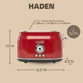 thumbnail image 4 of HADEN Dorset 2-Slice Wide Slot Stainless Steel Retro Toaster, Red, 4 of 9