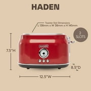 HADEN Dorset 2-Slice Wide Slot Stainless Steel Retro Toaster, Red