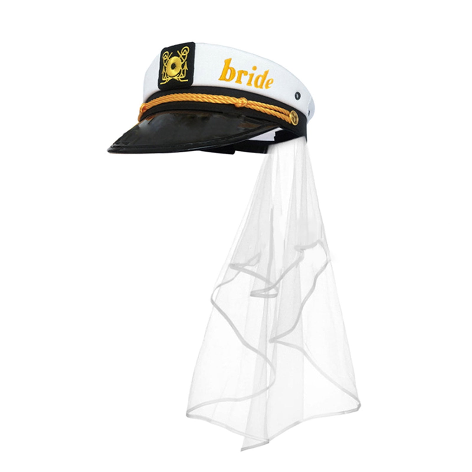 JUNTEX Sailor Captain Hat Veil Nautical Bachelorette Party Bridal