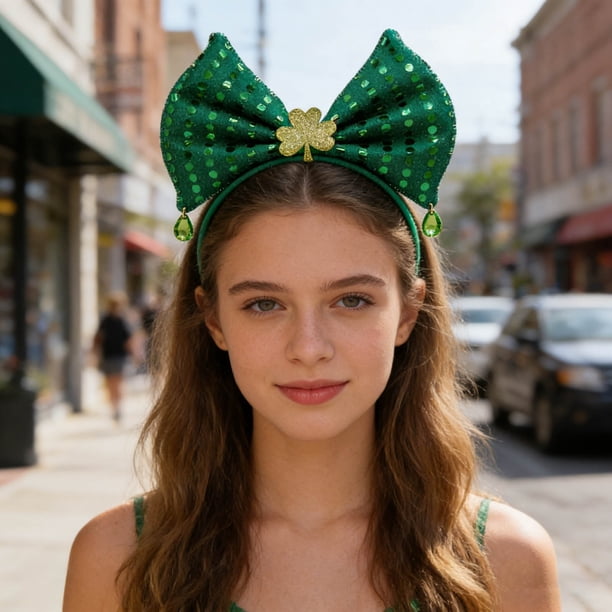CaiYueKe St. Patrick's Day Headband Shamrock Party Hat Irish Festival Accessories Green Decorations for Adults Parade Costume Carnival Hair Band