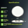 thumbnail image 5 of Green Watt 13.5-In LED Flush Mount Ceiling Light, 5CCT Light Color selectable with additional black finish add-on cover, 5 of 9