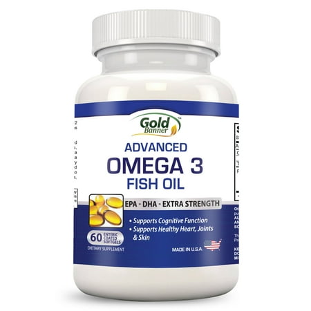 Omega 3 Fish Oil - High Potency - EPA DHA Softgel Capsules - 1-Capsule Dose Contains 1000mg of Omega 3 Fatty Acids - Made in USA  - Odorless - Enteric