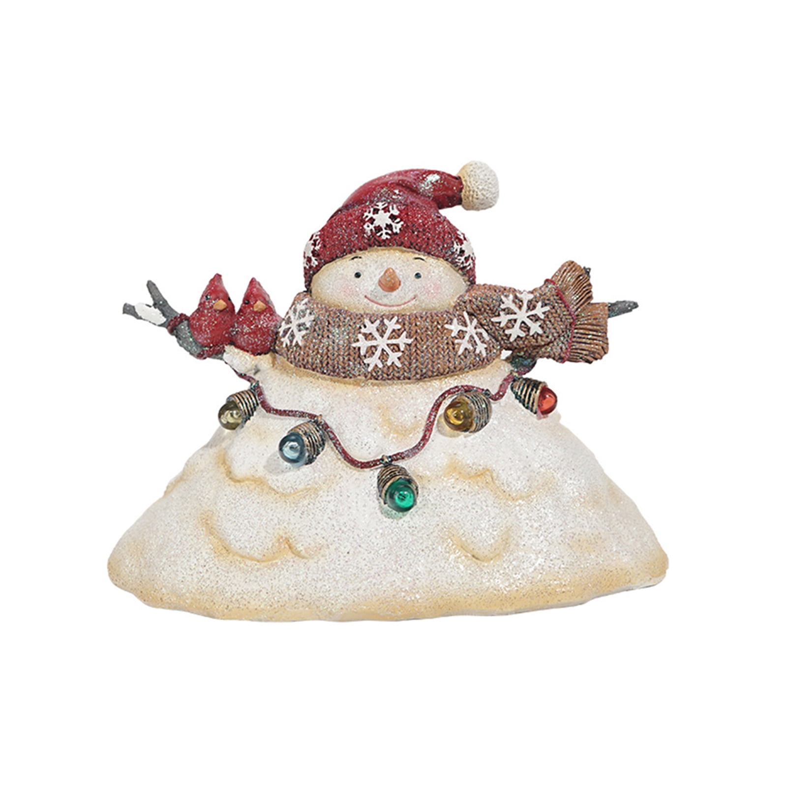 Home Christmas Snowman Decor Christmas Figurines Resin Snowman Lighted