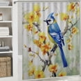 thumbnail image 5 of COMIO Durable and Washable Colorful Bird on Peach Blossom Branch Shower Curtain - Multiple Sizes White, 5 of 6