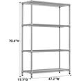 thumbnail image 2 of IZEUK 4-Tier Industrial Wire Shelving, Heavy Duty Metal Storage Rack 3400 LBS Capacity, Adjustable Utility Shelf with 25.4mm Steel Pipes, 59.1"W x 17.7"D x 70.4"H, Chrome, 2 of 8