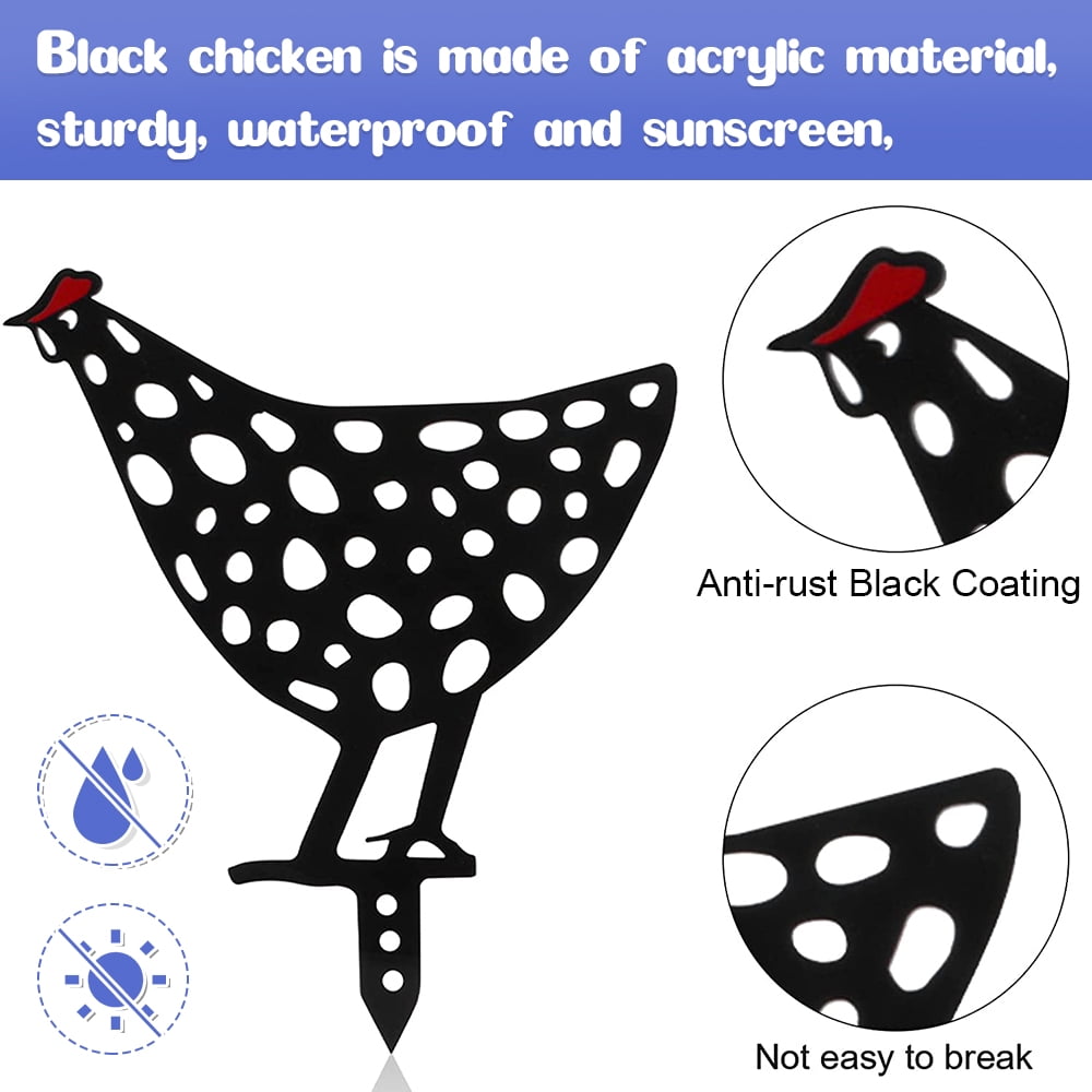 EASTIN 5 Packs Metal Chicken Yard Art, 13" Garden Decor for Outside, Rooster Silhouette Lawn Decoration