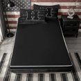 thumbnail image 4 of Meiyoeat Distressed US Flag Letter H Zipper Twin Comforter Sets with Fitted Sheet and 2 Pillowcases for Men Kids, Bold Monogram Zipper Bedding Set, Black Gray White,4-Piece,Black Reversible, 4 of 6