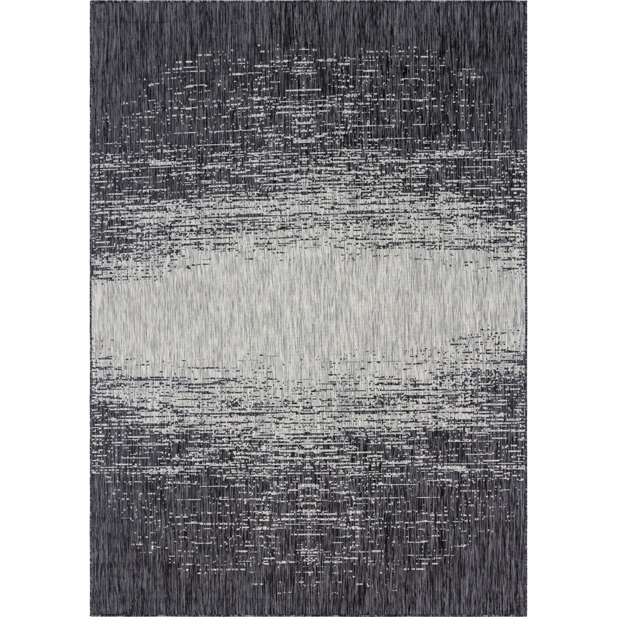 Unique Loom Ombre Indoor/Outdoor Modern Rug Charcoal Gray/Ivory 7' 10