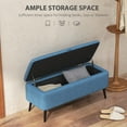 thumbnail image 4 of HOMCOM Storage Ottoman Bench, Linen Fabric Footstool Dark Blue, 4 of 10